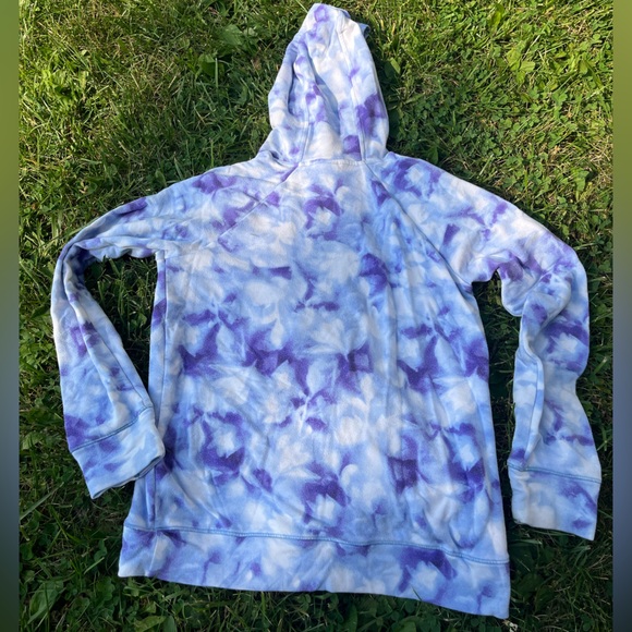 Athleta G!RL Hoodie Tie-Dye Hooded Sweatshirt Girls XL 14 Purple Blue White - Picture 3 of 16